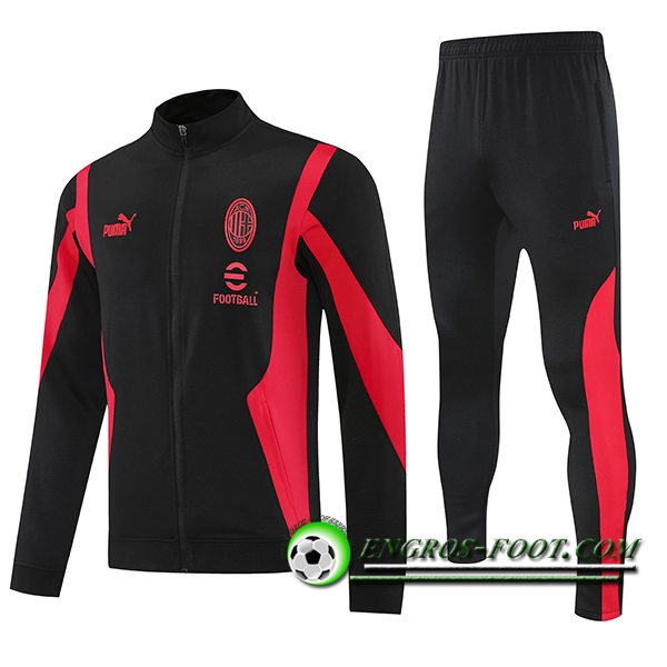 Ensemble Survetement de Foot Veste Milan AC Noir/Rouge 2025/2026 -02