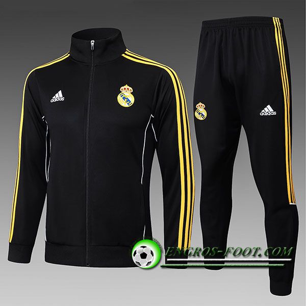 Ensemble Survetement de Foot Veste Foot Real Madrid Enfant Noir/Jaune 2025/2026