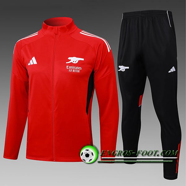 Ensemble Survetement de Foot Veste Foot Arsenal Enfant Rouge 2025/2026