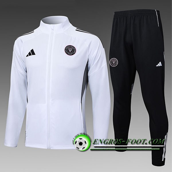 Ensemble Survetement de Foot Veste Inter Miami CF Enfant Blanc/Noir 2025/2026