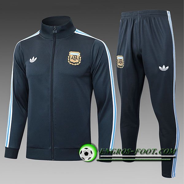 Ensemble Survetement de Foot Veste Argentine Enfant Gris Foncé 2025/2026