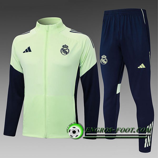 Ensemble Survetement de Foot Veste Real Madrid Enfant Vert/Bleu 2025/2026
