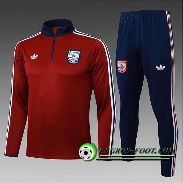 Ensemble Survetement de Foot Arsenal Enfant Rouge/Bleu/Blanc 2025/2026