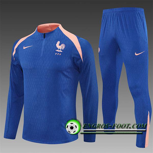 Ensemble Survetement de Foot France Enfant Bleu/Rose 2025/2026