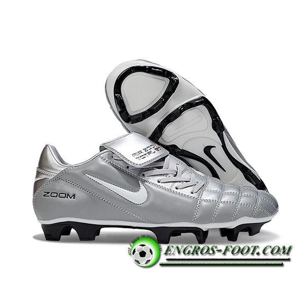 Nike Chaussures de Foot T90 FG Gris/Blanc