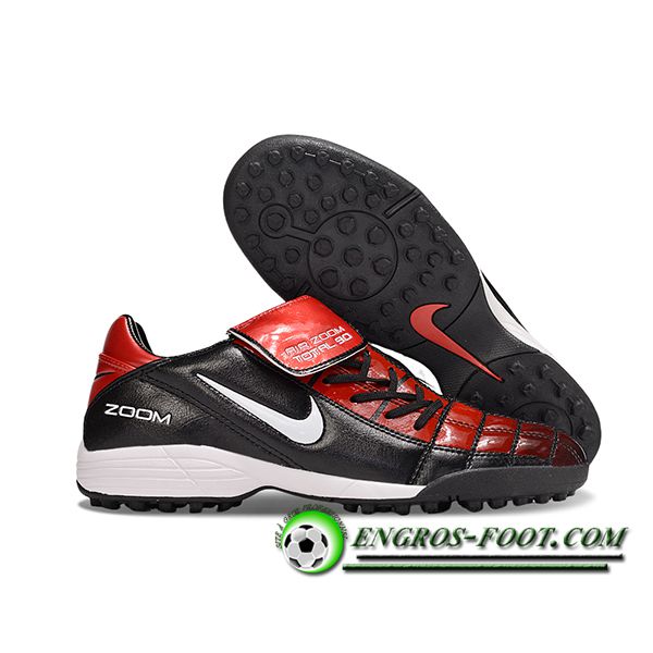 Nike Chaussures de Foot T90 TF Noir/Rouge/Blanc -02