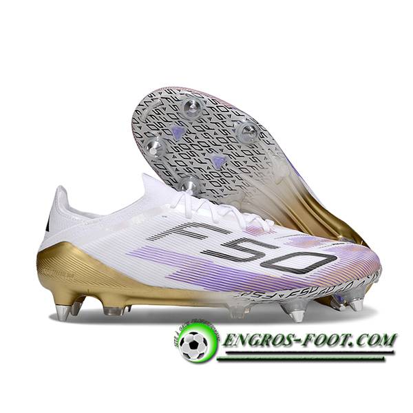 Adidas Chaussures de Foot F50 Elite SG Blanc/Pourpre/Noir/Jaune