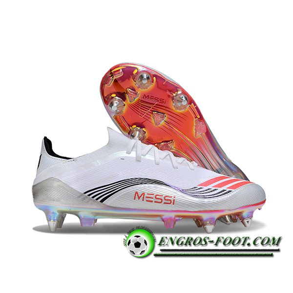 Adidas Chaussures de Foot F50 Elite SG Blanc/Noir/Orange