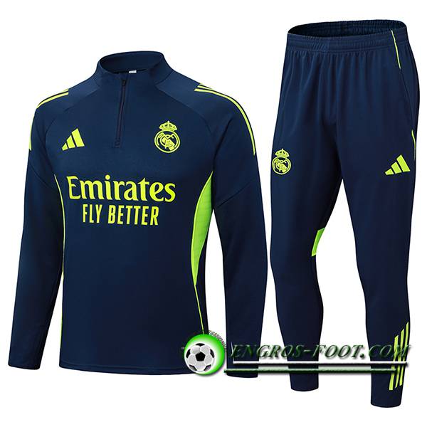 Ensemble Survetement de Foot Real Madrid Bleu/Vert 2025/2026 -02