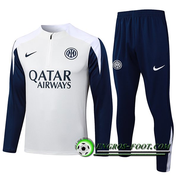 Ensemble Survetement de Foot Inter Milan Beige/Blanc/Bleu 2025/2026