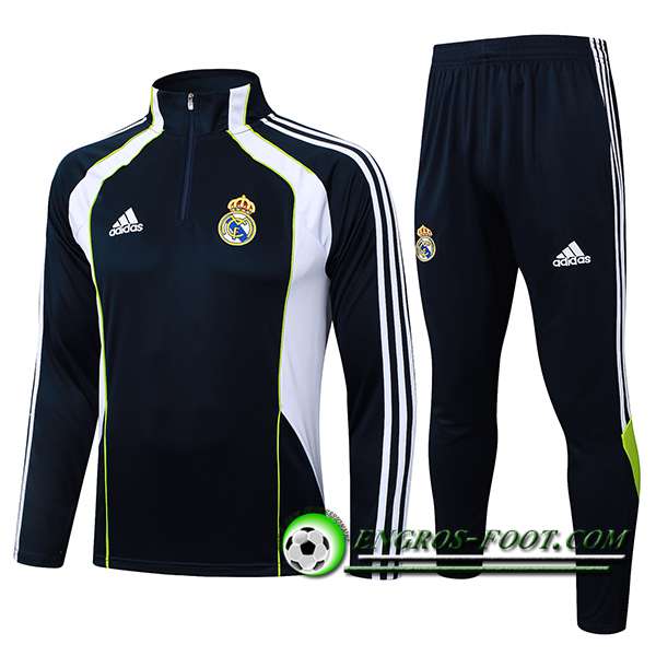 Ensemble Survetement de Foot Real Madrid Bleu/Blanc/Vert 2025/2026 -02