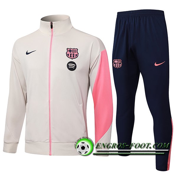 Ensemble Survetement de Foot Veste FC Barcelone Beige/Rose 2025/2026