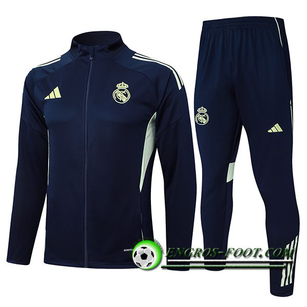 Ensemble Survetement de Foot Veste Real Madrid Bleu/Vert 2025/2026