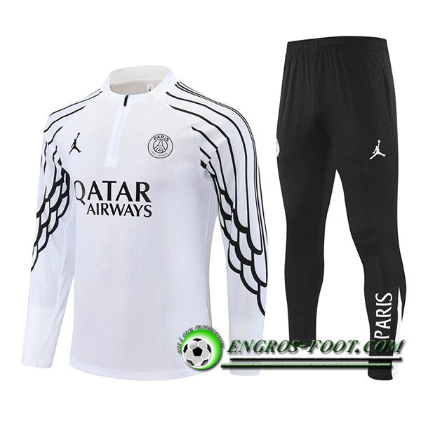 Ensemble Survetement de Foot PSG Blanc/Noir 2025/2026