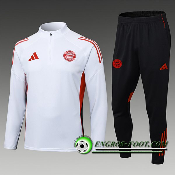 Ensemble Survetement de Foot Bayern Munich Enfant Blanc/Rouge 2025/2026