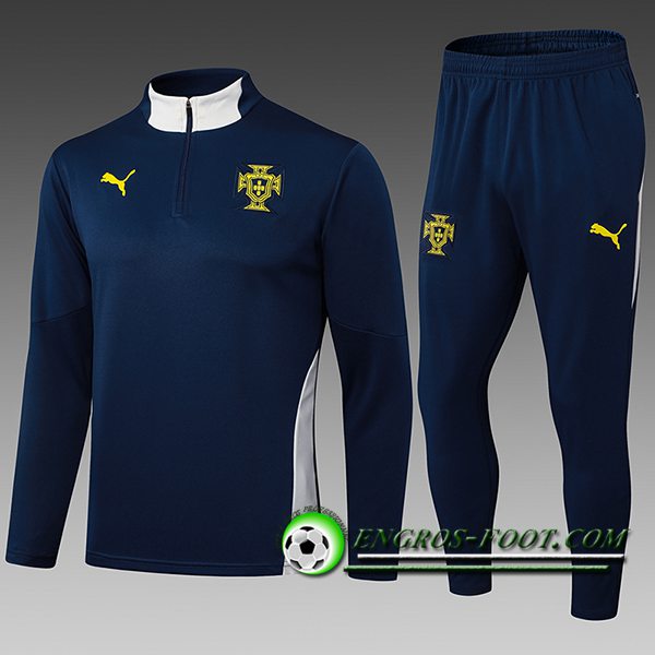 Ensemble Survetement de Foot Portugal Enfant Bleu Royal 2025/2026 -02