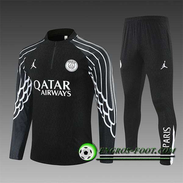 Ensemble Survetement de Foot PSG Enfant Noir/Blanc 2025/2026