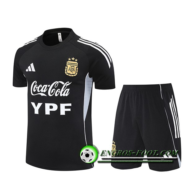 Ensemble Training T-Shirts Argentine Enfant Noir/Blanc/Gris 2025/2026