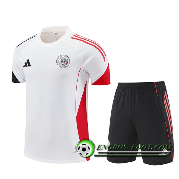 Ensemble Training T-Shirts Ajax Enfant Blanc/Noir/Rouge 2025/2026