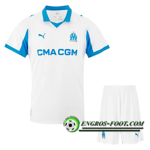 Nouveau Maillot de Foot Marseille OM Enfant Domicile 2025/2026