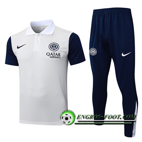 Ensemble Polo Foot Inter Milan Blanc/Bleu 2025/2026