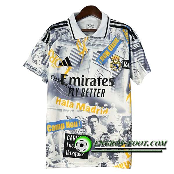 Polo Foot Real Madrid Blanc/Gris/Jaune 2025/2026