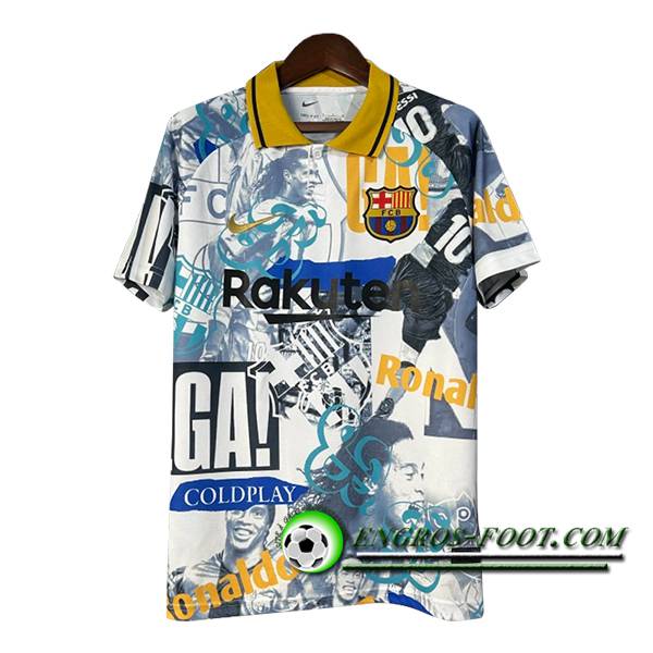 Polo Foot FC Barcelone Blanc/Gris/Bleu/Jaune 2025/2026