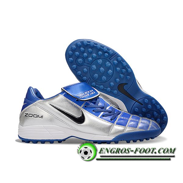 Nike Chaussures de Foot T90 TF Gris/Bleu/Noir