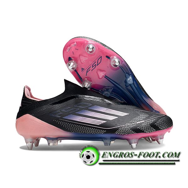 Adidas Chaussures de Foot F50 Elite Laceless SG Noir/Pourpre/Rose