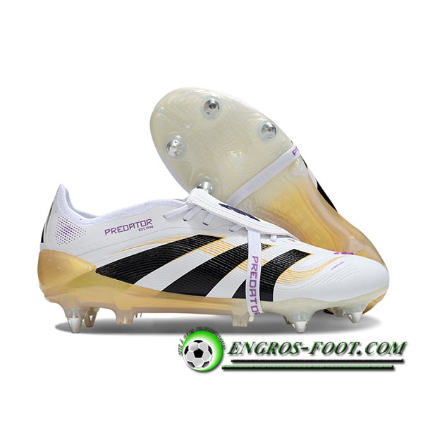Adidas Chaussures de Foot 25 Predator Elite Tongue SG Blanc/Noir/Jaune -02