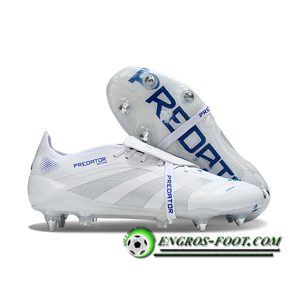 Adidas Chaussures de Foot 25 Predator Elite Tongue SG Blanc/Bleu/Gris -02