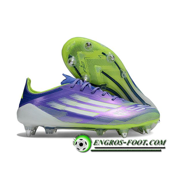 Adidas Chaussures de Foot F50 ELITE SG Pourpre/Vert/Blanc -02