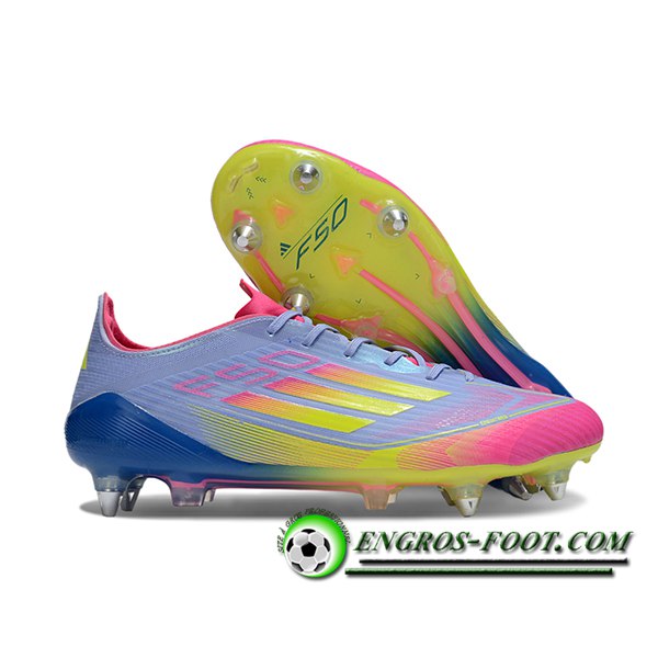 Adidas Chaussures de Foot F50 ELITE SG Pourpre/Vert/Rose
