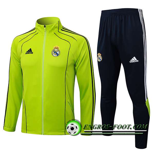 Ensemble Survetement de Foot Veste Real Madrid Vert/Noir 2025/2026