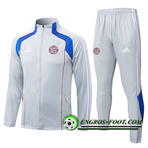 Ensemble Survetement de Foot Veste Bayern Munich Gris/Blanc/Bleu/Rouge 2025/2026