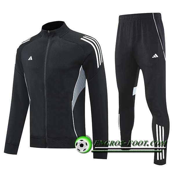 Ensemble Survetement de Foot Veste Adidas Noir/Gris/Blanc 2025/2026