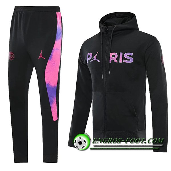 Ensemble Survetement Veste A Capuche Coupe-Vent PSG Noir/Pourpre 2025/2026