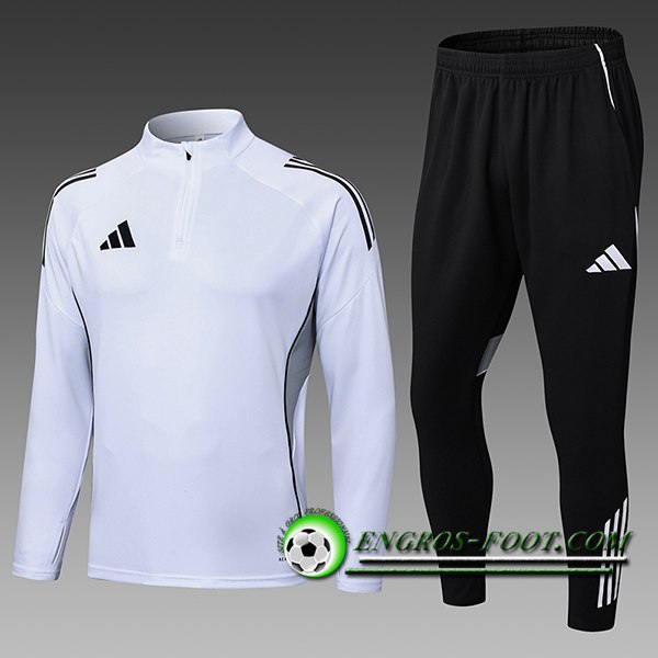 Ensemble Survetement de Foot Adidas Enfant Blanc/Noir/Gris 2025/2026
