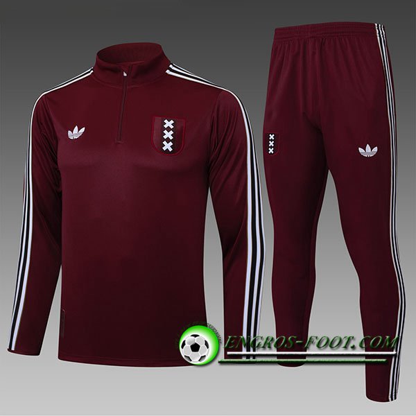 Ensemble Survetement de Foot Ajax Enfant Rouge/Blanc 2025/2026