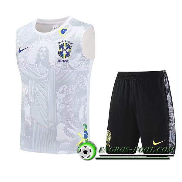 Ensemble Training Debardeur Brésil Enfant Blanc/Gris 2025/2026