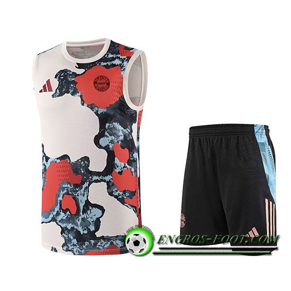 Ensemble Training Debardeur Bayern Munich Enfant Beige/Rouge/Bleu 2025/2026