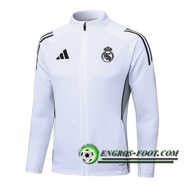Veste Foot Real Madrid Blanc/Noir/Gris 2025/2026