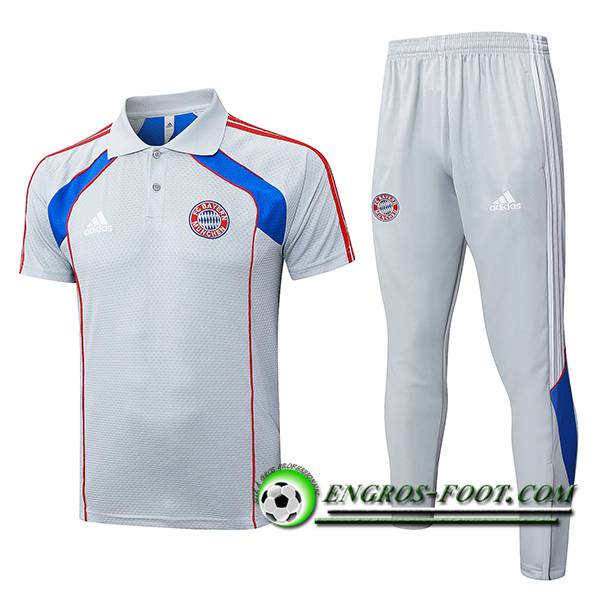 Ensemble Polo Foot Bayern Munich Gris/Bleu/Rouge 2025/2026
