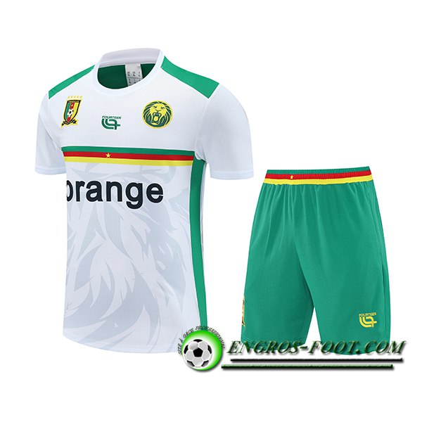 Ensemble Training T-Shirts Cameroun Blanc/Vert 2025/2026