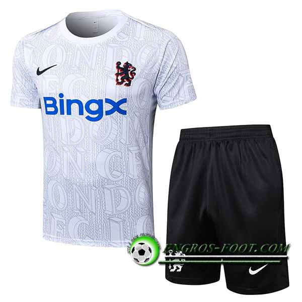 Ensemble Training T-Shirts FC Chelsea Blanc/Gris 2025/2026 -02