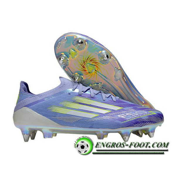 Adidas Chaussures de Foot F50 Elite SG Pourpre/Vert -02