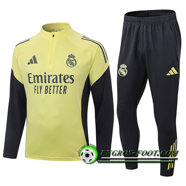 Ensemble Survetement de Foot Real Madrid Jaune/Noir 2025/2026