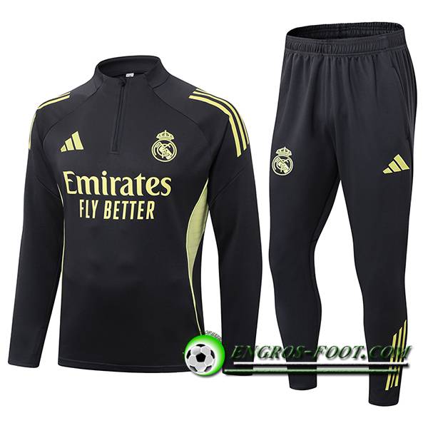 Ensemble Survetement de Foot Real Madrid Gris/Jaune 2025/2026 -02
