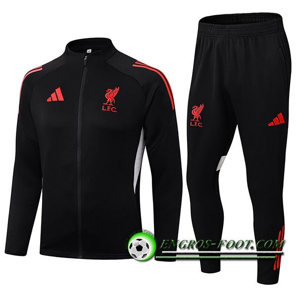 Ensemble Survetement de Foot Veste FC Liverpool Noir/Rouge/Blanc 2025/2026