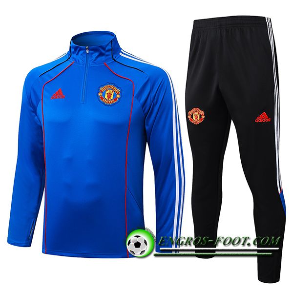 Ensemble Survetement de Foot Manchester United Bleu/Blanc/Rouge 2025/2026